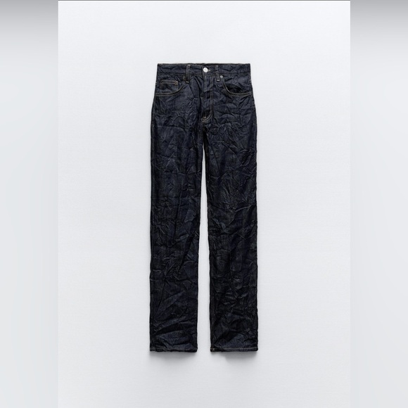 Zara NWT Mid Waist Wrinkle Effect Jeans - Picture 7 of 11